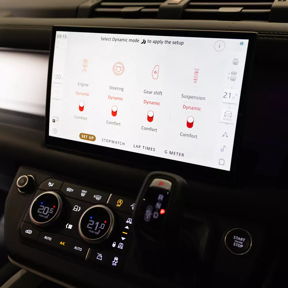 configurable dynamics menu screen on front screen